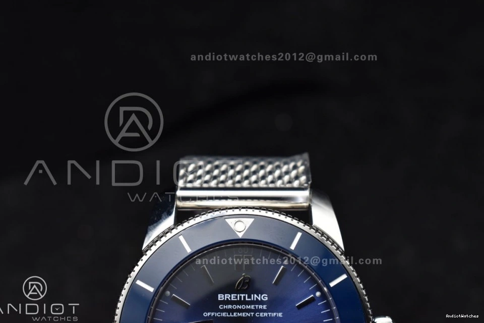 Dial 42mm SS Ceramic SS Blue Heritage Fashionable Bezel BLSF Mesh Bracelet 1169 Blue SuperOcean II on A 0402